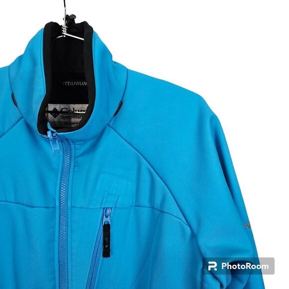 Columbia Titanium Soft Shell Zip Up Blue Jacket Coat - Picture 3 of 14